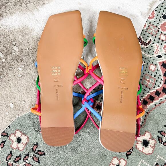 NEW Mercedes Castillo | Camille Colorful Leather Strappy Flats Sandals NWOB 8.5 - Picture 9 of 10